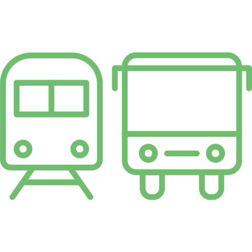 Imagen ilustrativa de un autobús y un tren